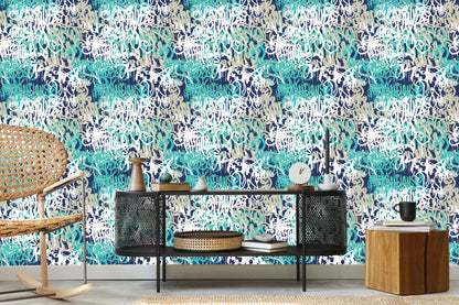 Wallpaper Graffiti In Blue Shades