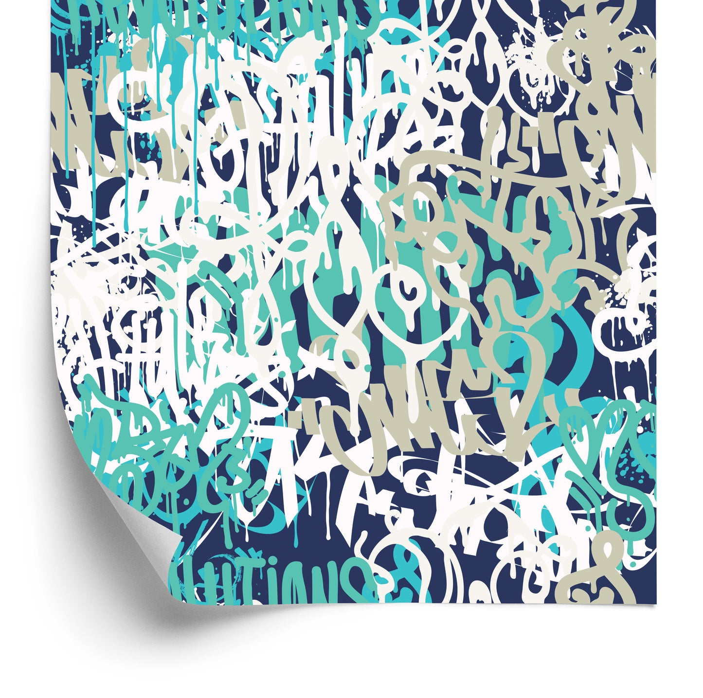 Wallpaper Graffiti In Blue Shades