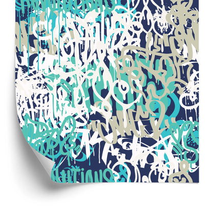 Wallpaper Graffiti In Blue Shades
