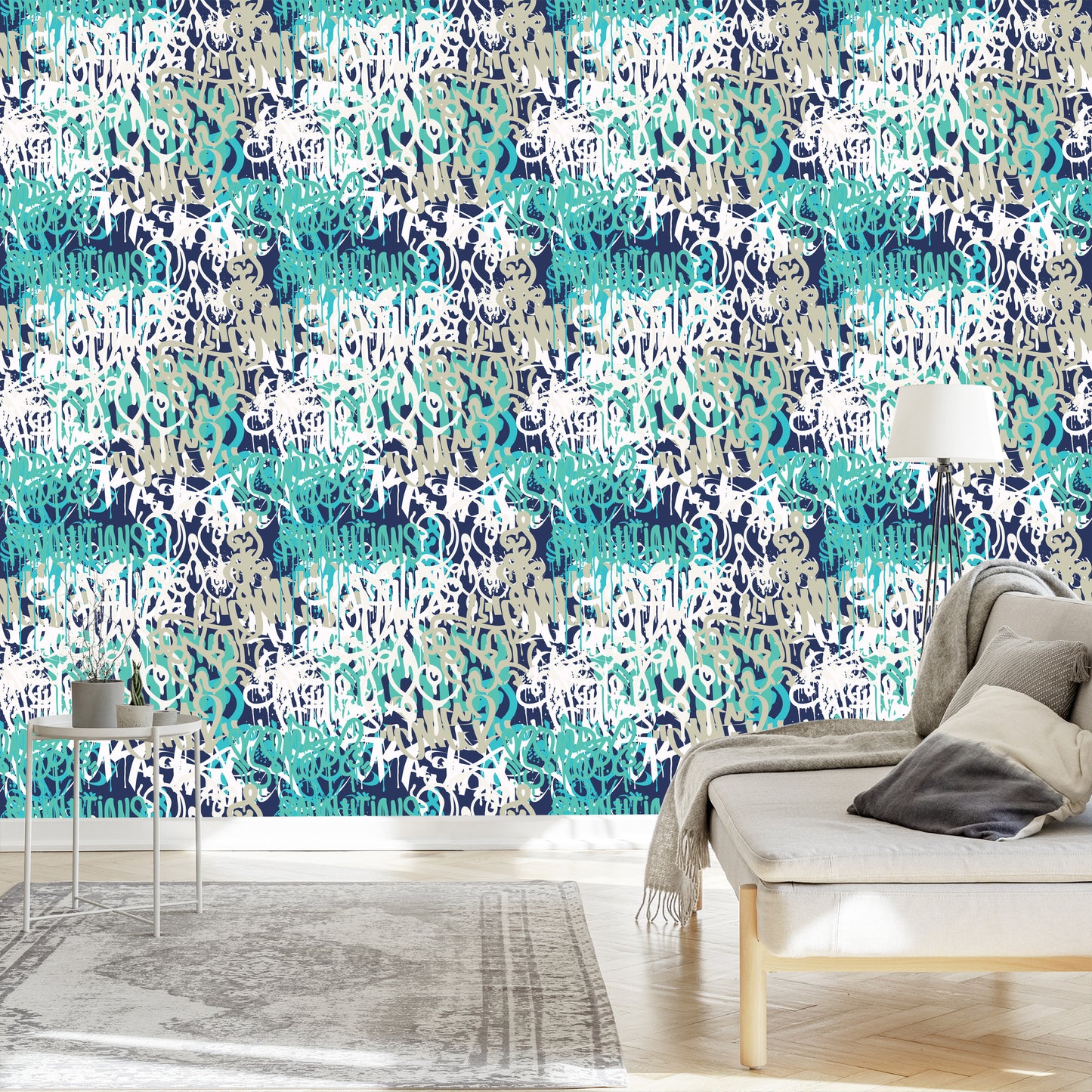 Wallpaper Graffiti In Blue Shades