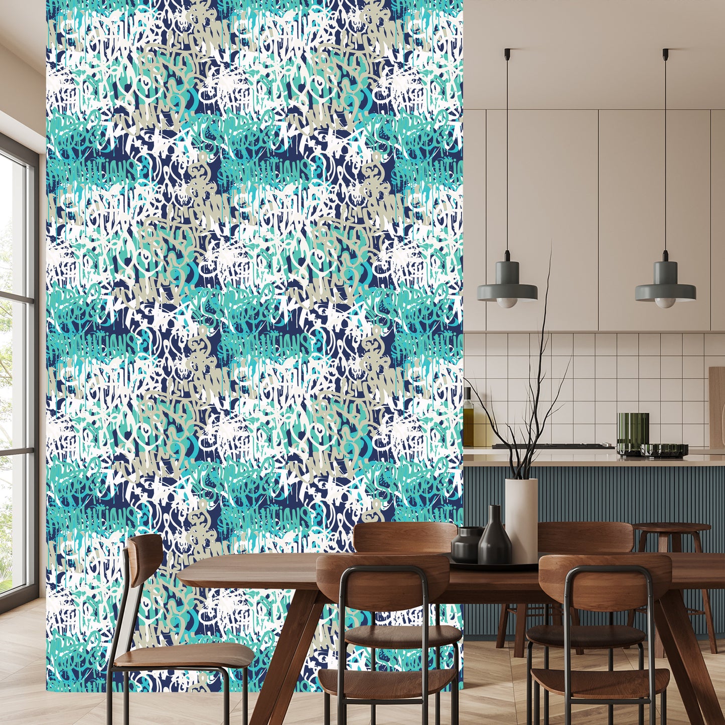 Wallpaper Graffiti In Blue Shades