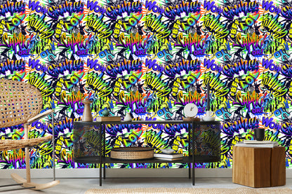 Wallpaper Colorful Graffiti Inscriptions