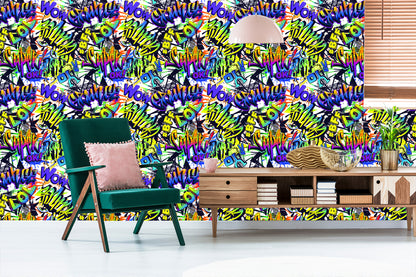 Wallpaper Colorful Graffiti Inscriptions