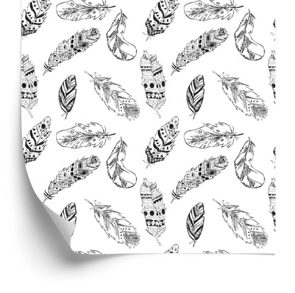 Wallpaper Black And White Feathers