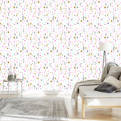 Wallpaper Arrows With Feathers In Boho Style