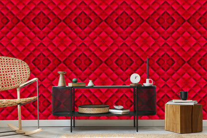 Wallpaper Red Quilted Leather