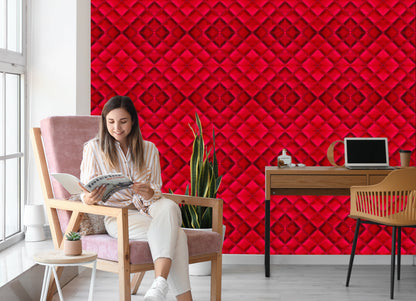 Wallpaper Red Quilted Leather