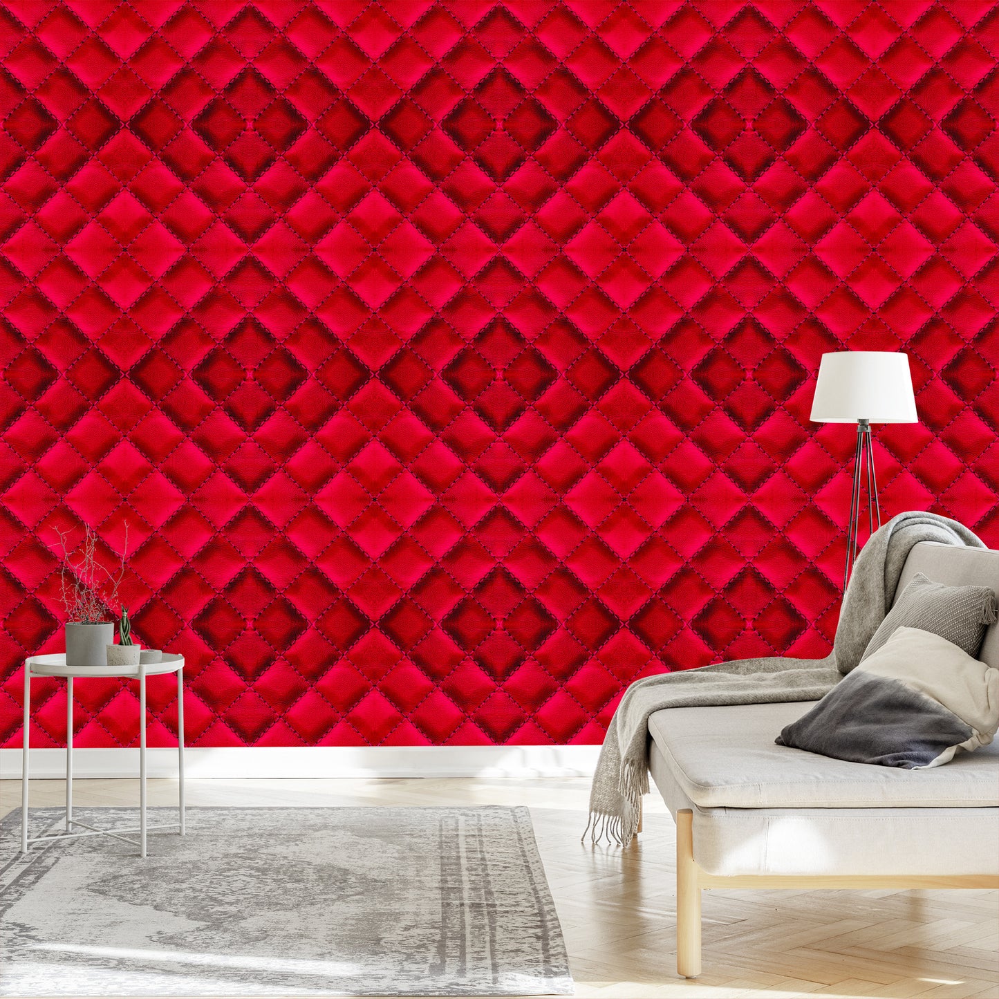 Wallpaper Red Quilted Leather