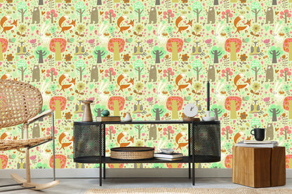 Wallpaper For Children - Joyful Forest Animals