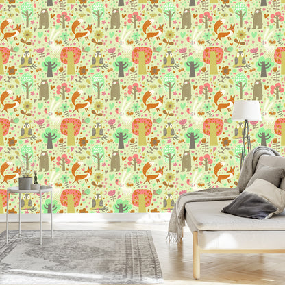 Wallpaper For Children - Joyful Forest Animals