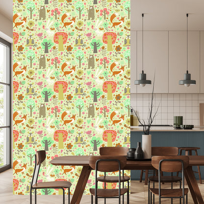 Wallpaper For Children - Joyful Forest Animals