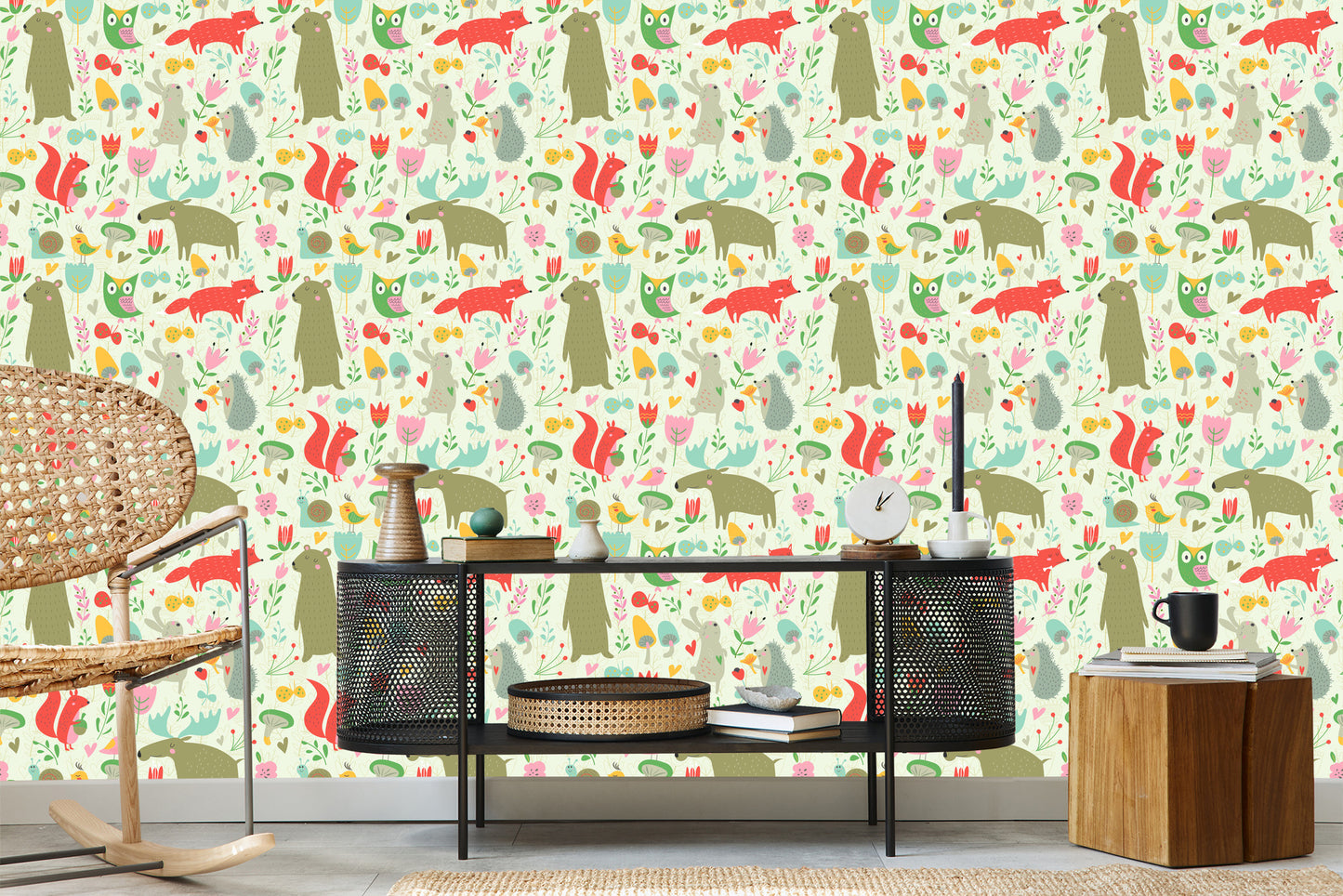Wallpaper For Children - Forest Animals And Plants