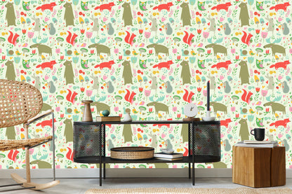 Wallpaper For Children - Forest Animals And Plants