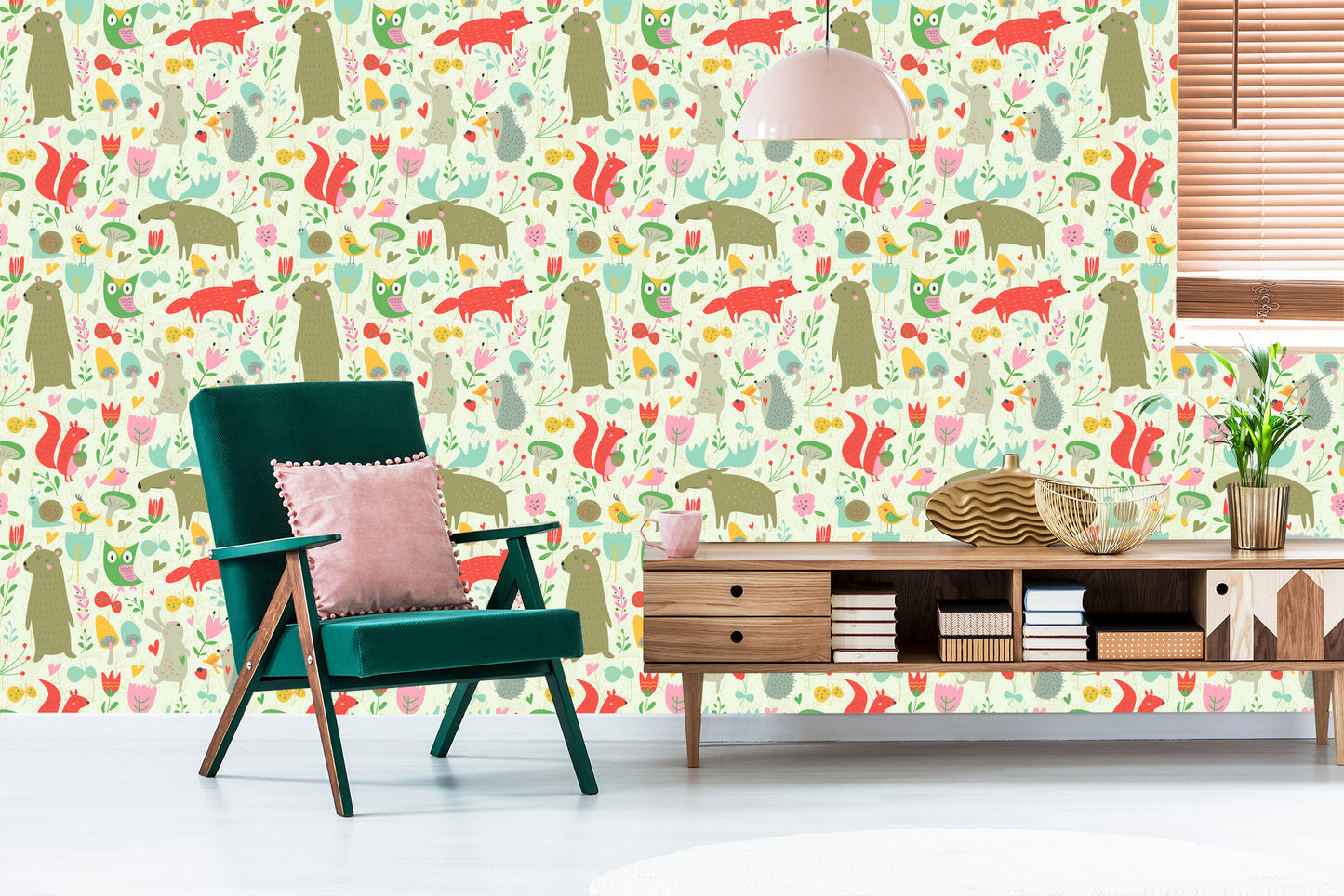 Wallpaper For Children - Forest Animals And Plants