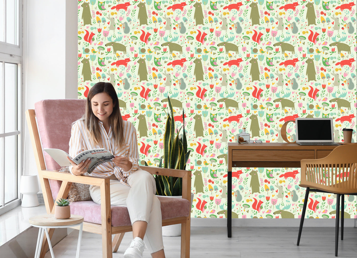 Wallpaper For Children - Forest Animals And Plants