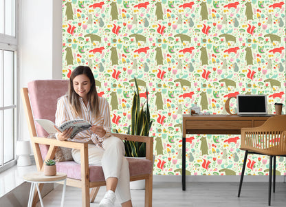 Wallpaper For Children - Forest Animals And Plants