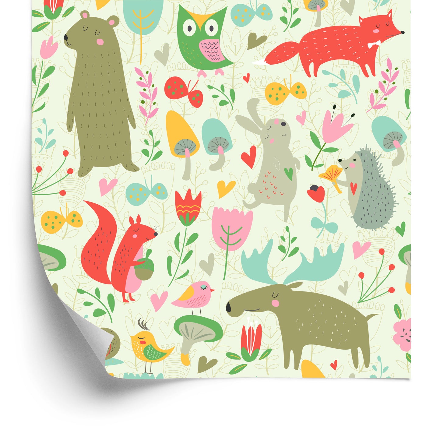 Wallpaper For Children - Forest Animals And Plants