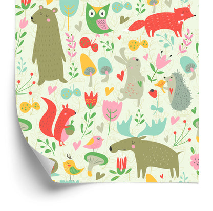 Wallpaper For Children - Forest Animals And Plants