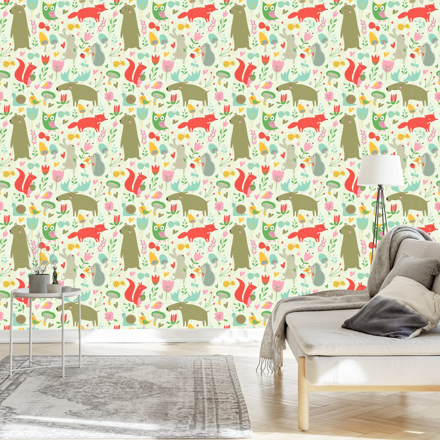 Wallpaper For Children - Forest Animals And Plants