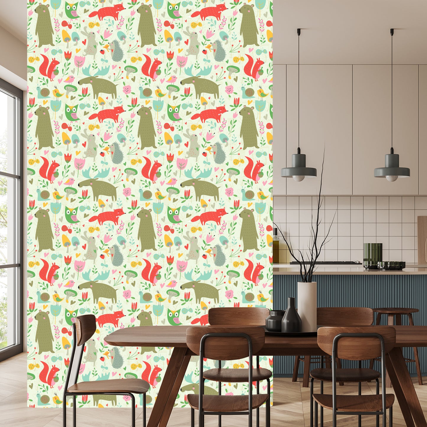 Wallpaper For Children - Forest Animals And Plants