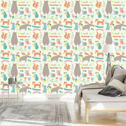 Wallpaper For Children - Forest Animals And Friends