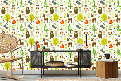 Wallpaper For Children - Happy Forest Animals