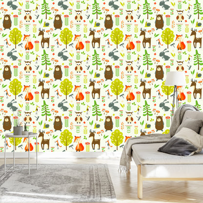 Wallpaper For Children - Happy Forest Animals