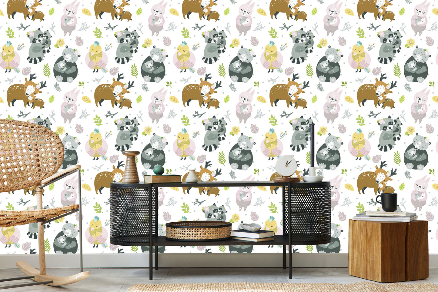 Wallpaper For Children - Forest Animal Family