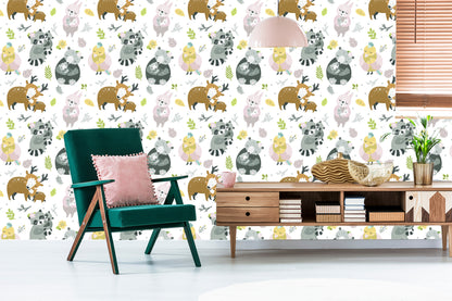 Wallpaper For Children - Forest Animal Family