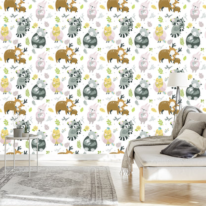 Wallpaper For Children - Forest Animal Family