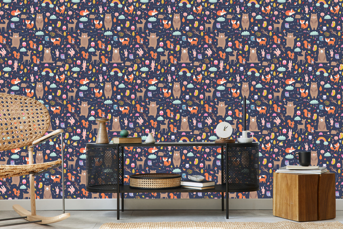 Wallpaper For Children - Playing Forest Animals