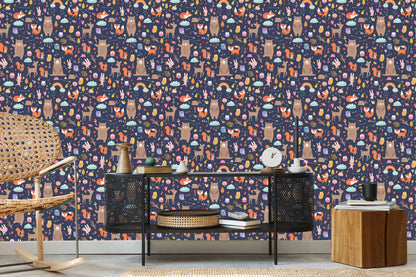 Wallpaper For Children - Playing Forest Animals