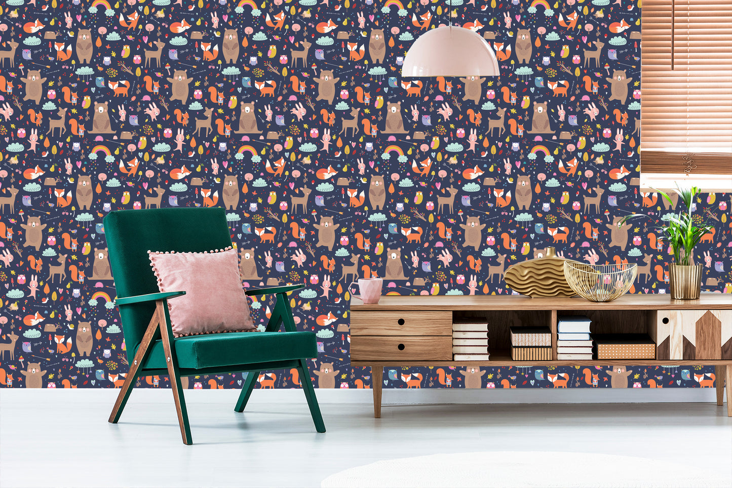 Wallpaper For Children - Playing Forest Animals