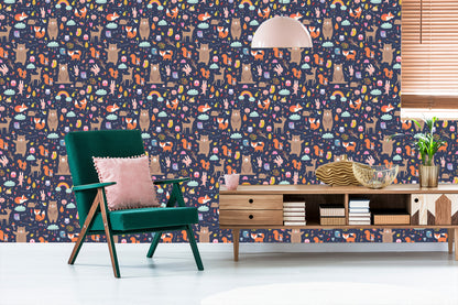 Wallpaper For Children - Playing Forest Animals