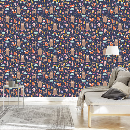 Wallpaper For Children - Playing Forest Animals