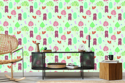 Wallpaper For Children - Bears, Bunnies And Foxes