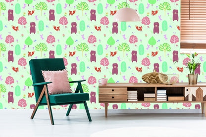 Wallpaper For Children - Bears, Bunnies And Foxes