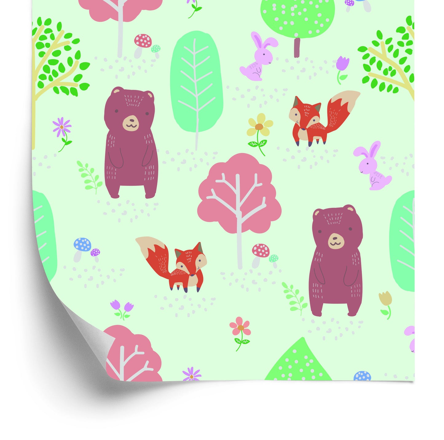 Wallpaper For Children - Bears, Bunnies And Foxes