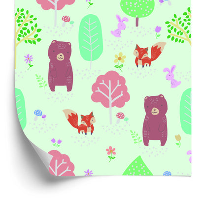 Wallpaper For Children - Bears, Bunnies And Foxes