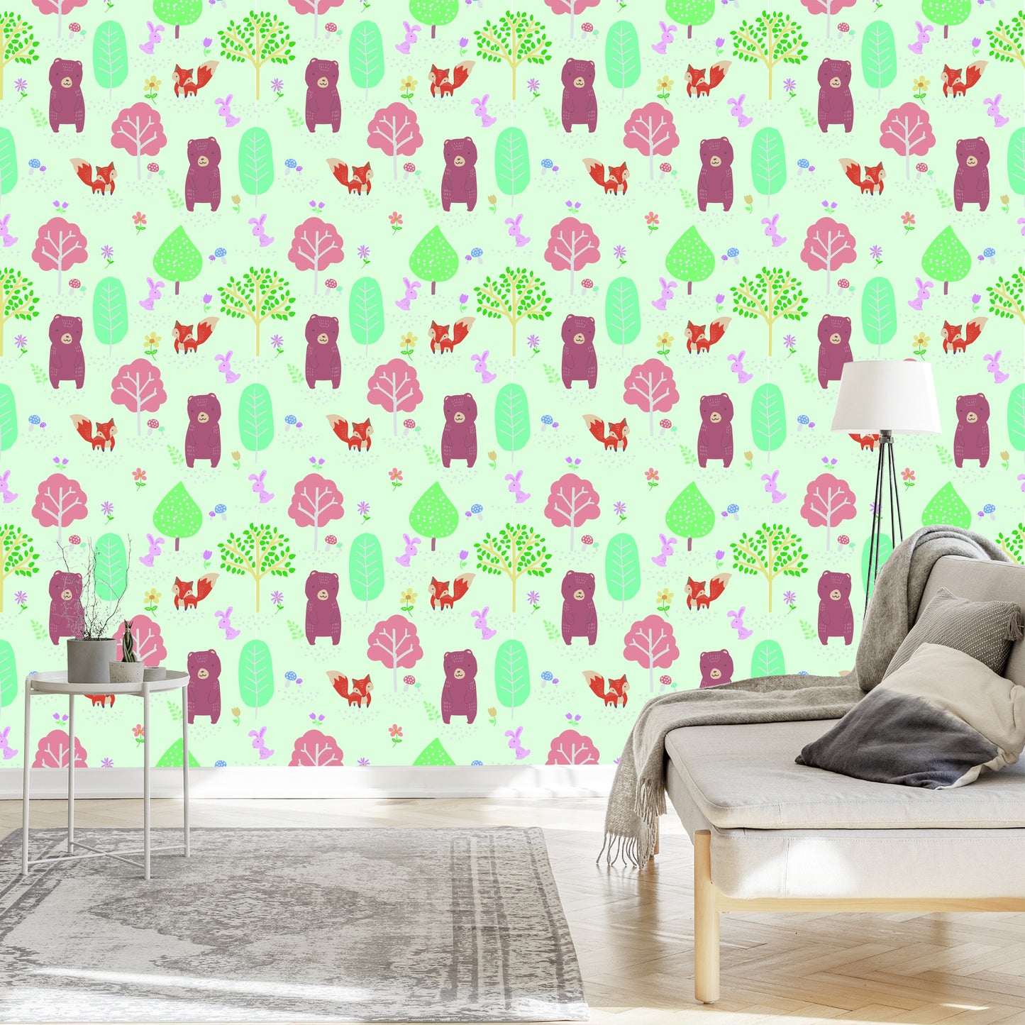 Wallpaper For Children - Bears, Bunnies And Foxes