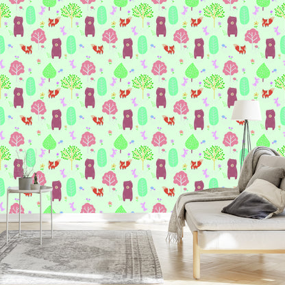 Wallpaper For Children - Bears, Bunnies And Foxes