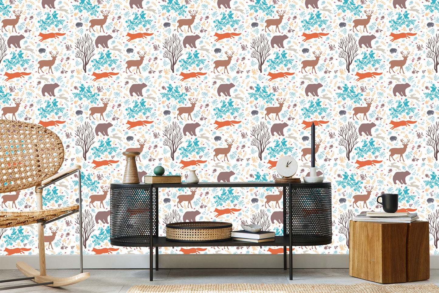 Wallpaper For Children - Colorful Forest Animals