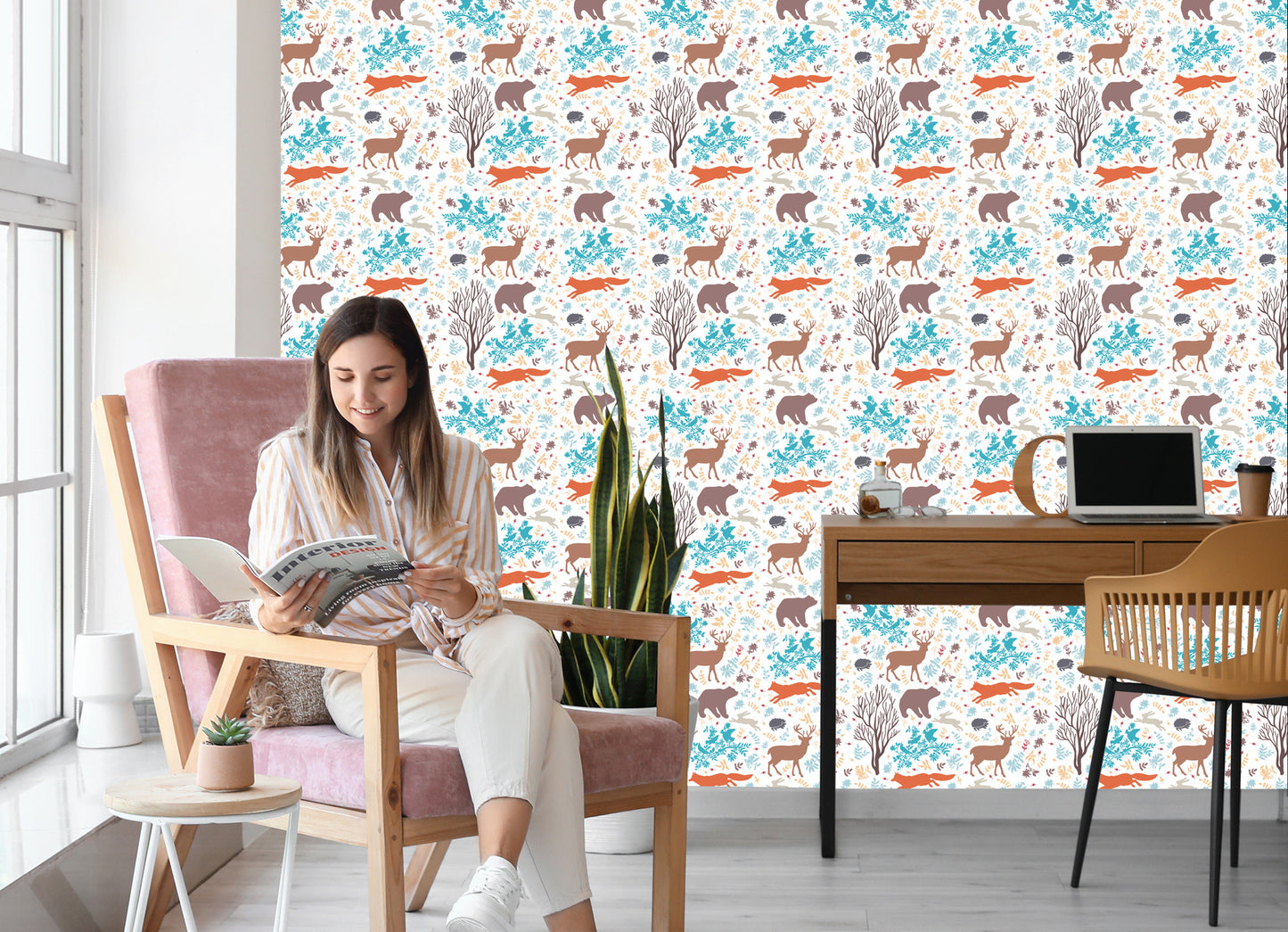 Wallpaper For Children - Colorful Forest Animals