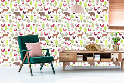 Wallpaper For Children - Happy Forest Animals