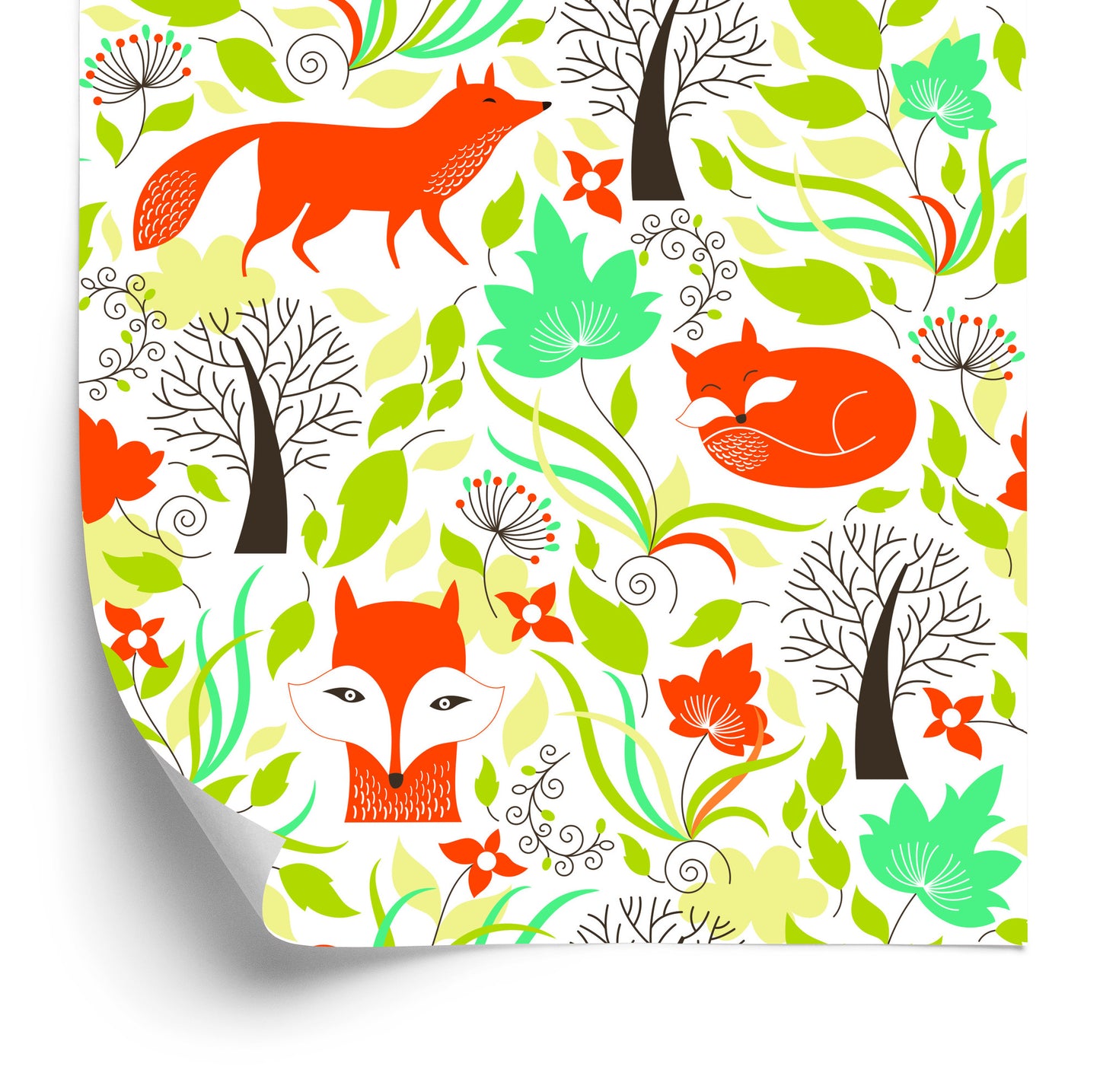 Wallpaper Drawn Foxes In The Forest