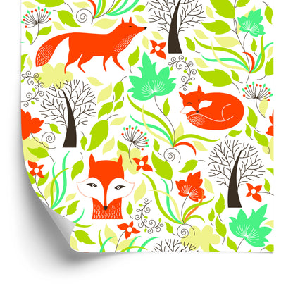 Wallpaper Drawn Foxes In The Forest