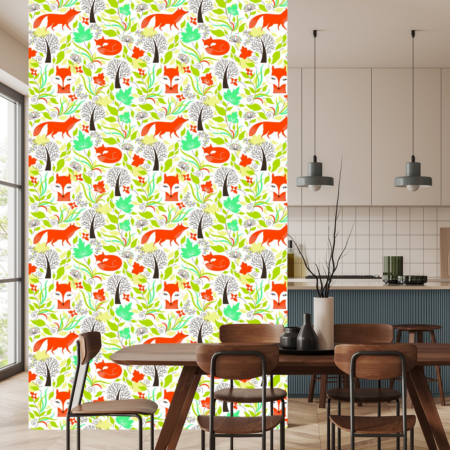 Wallpaper Drawn Foxes In The Forest