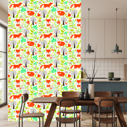 Wallpaper Drawn Foxes In The Forest