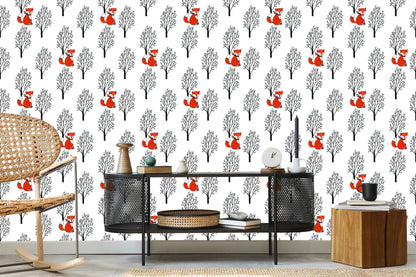 Wallpaper Foxes Among The Trees