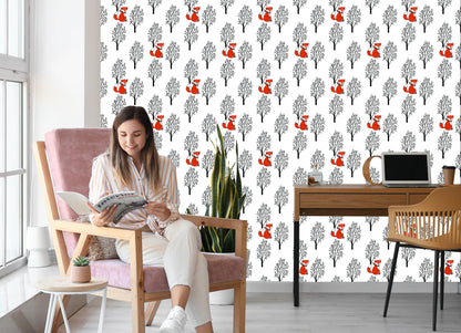 Wallpaper Foxes Among The Trees